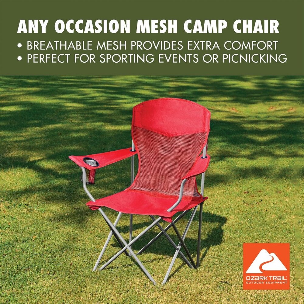 Ozark Trail Basic Mesh Chair with carry Bag RED